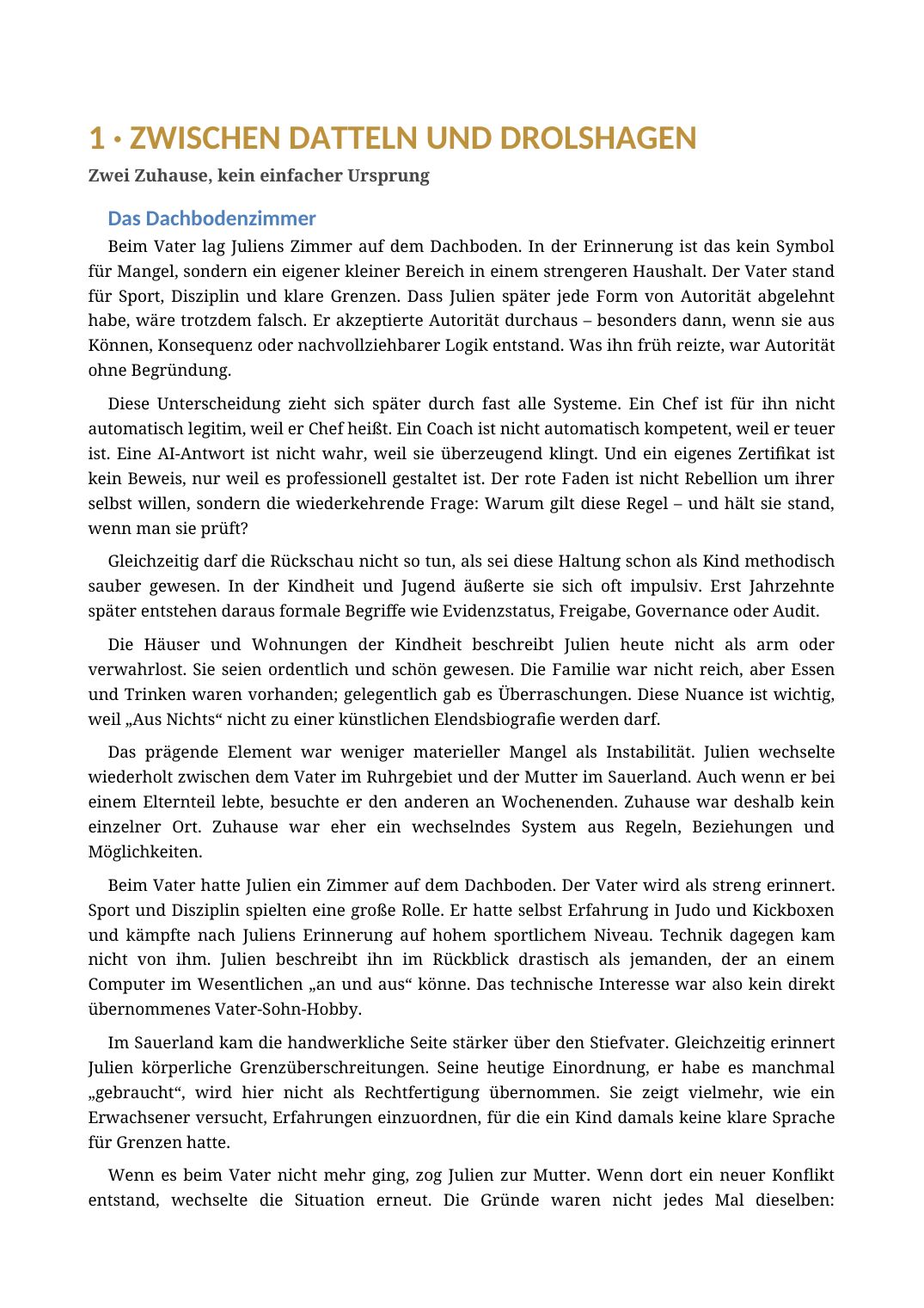 Seite 5: Kapitel 1 - Zwischen Datteln und Drolshagen. Zwei Zuhause, kein einfacher Ursprung